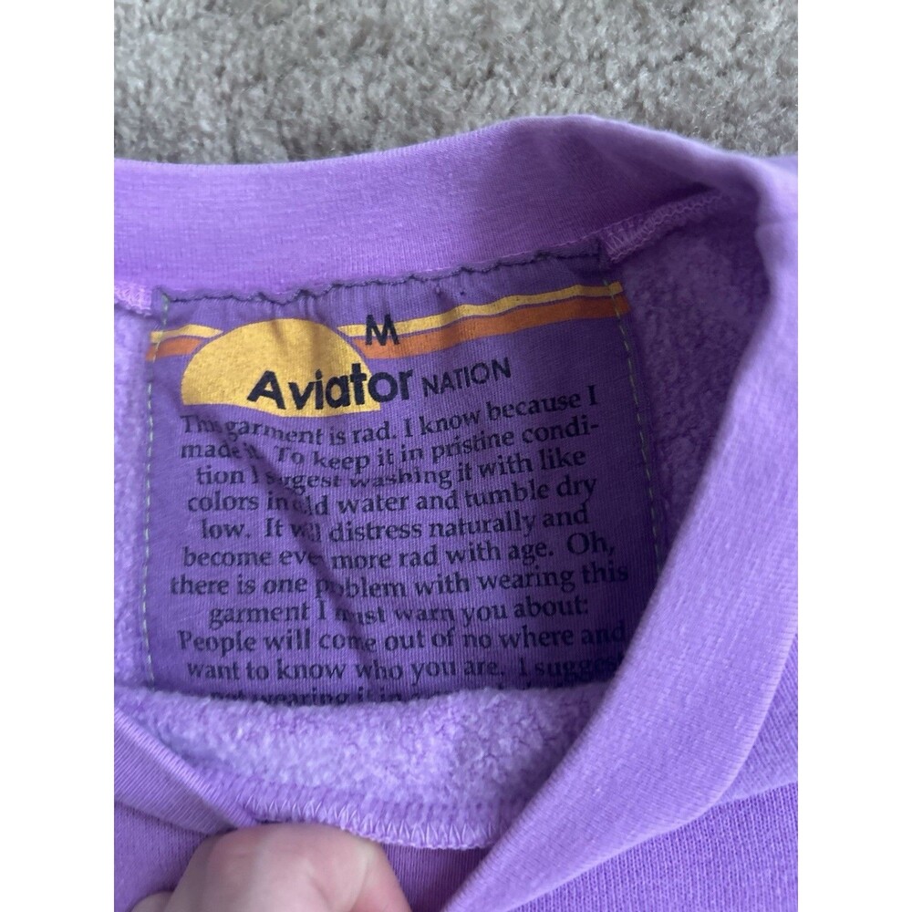 Aviator Nation Lavender Cropped Sweatshirt with Rainbow Stripe - Picture 5 of 9